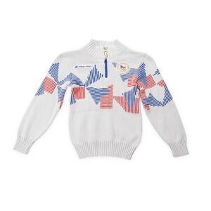 Alpine Pro Czech Olympic Team Knit‎ Quarter Zip Pullover Kids 104/110 White Red